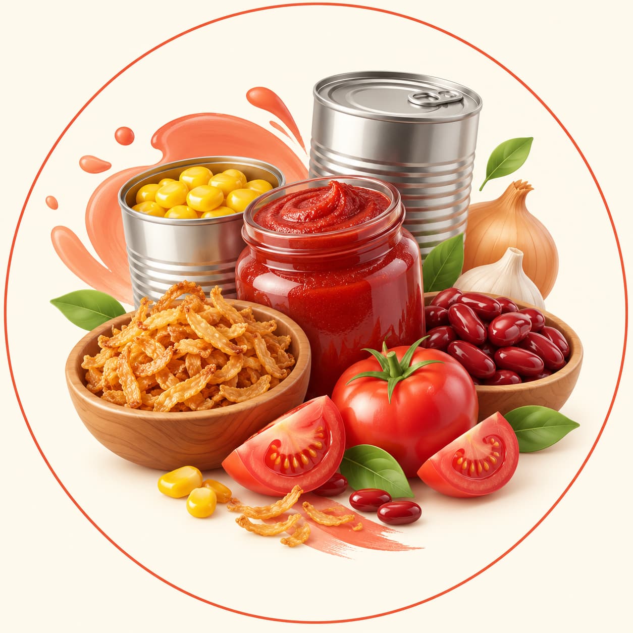 کنسرو، رب و پیاز سرخ شده