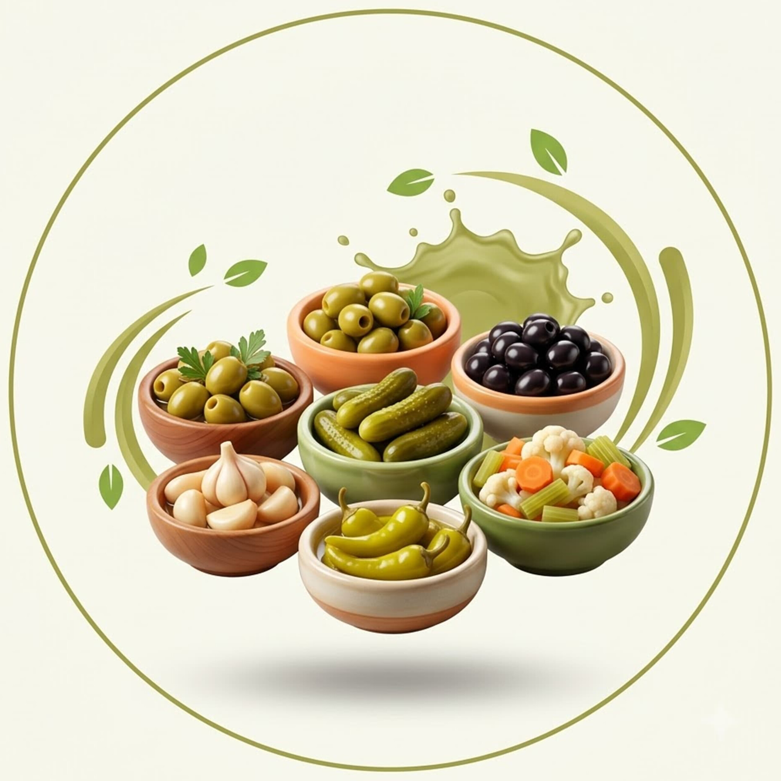 ترشیجات، خیارشور ها و زیتون ها